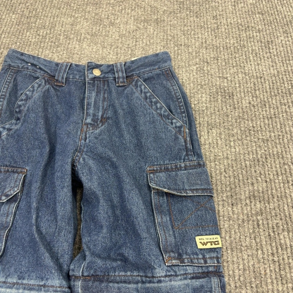 Vintage Wrangler WTG Tech Gear Jeans Boys 7 Blue Cotton Convertible Zip Off Y2K - Picture 3 of 9